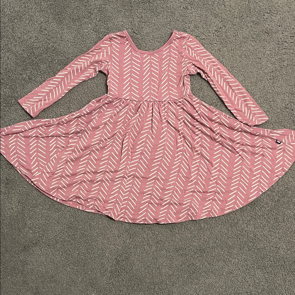 Kyte BABY Pink and White Patterned Kids Dress